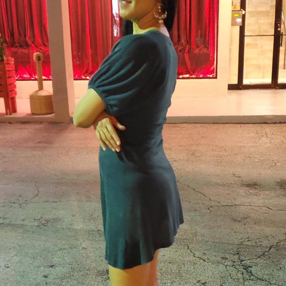 Green mini sweater dress